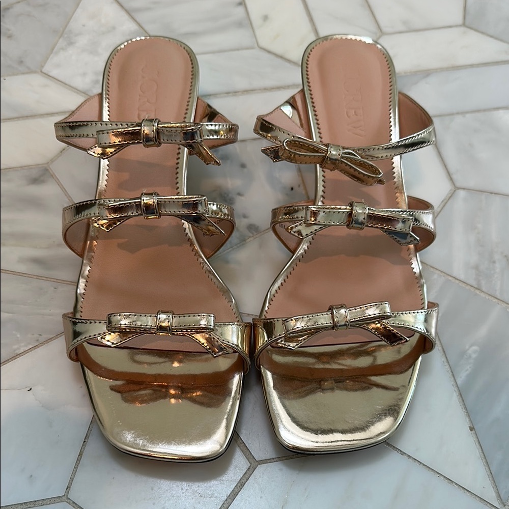J Crew Zadie Kitten Heel Strappy Bow Sandals